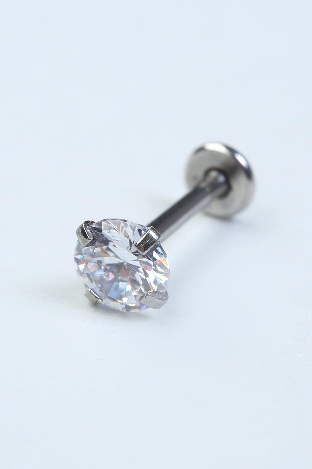 Yuvarlak Taş Labret Büyük Boy Silver Piercing