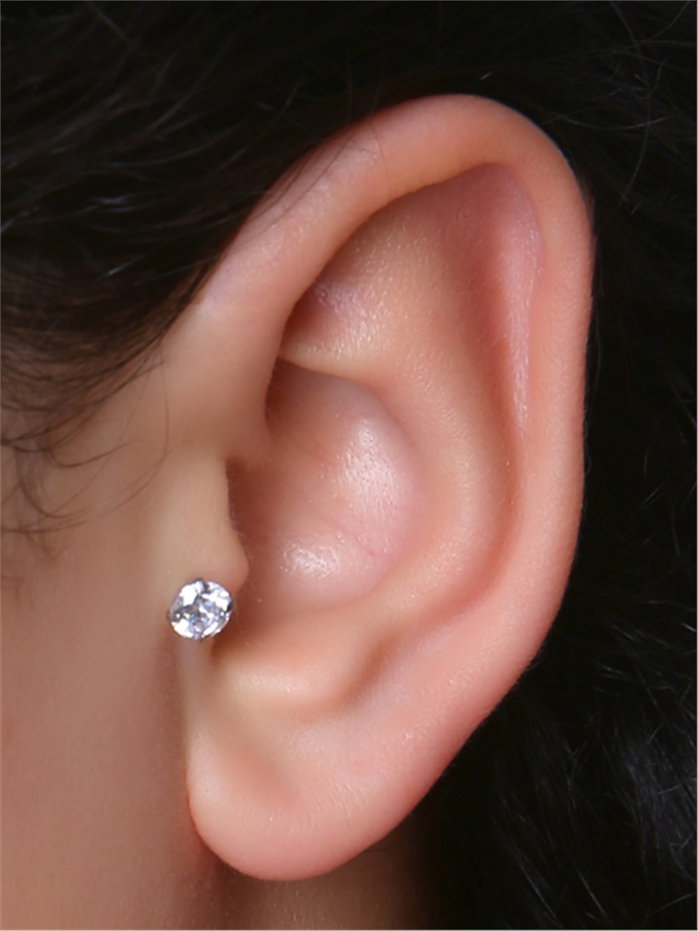 Yuvarlak Taş Labret Büyük Boy Silver Piercing