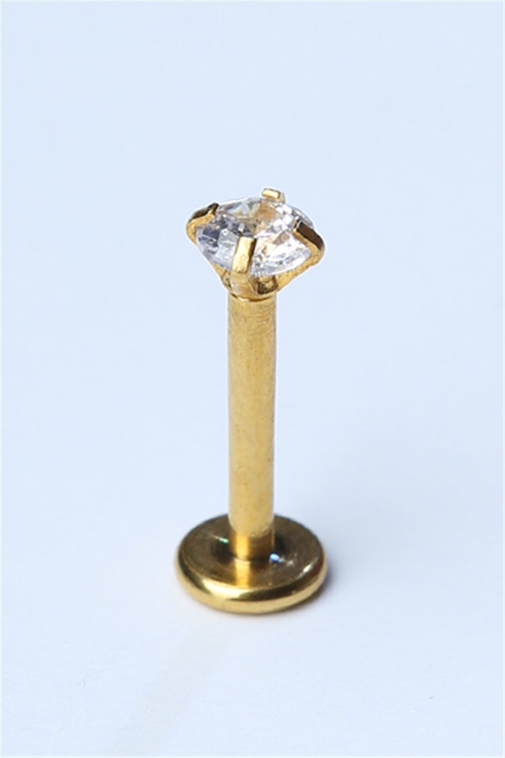 Yuvarlak Taş Labret Küçük Boy Gold Piercing 