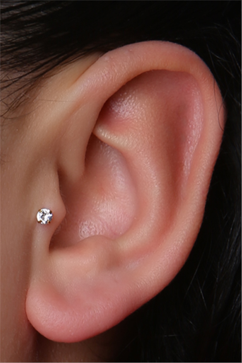 Yuvarlak Taş Labret Küçük Boy Gold Piercing 