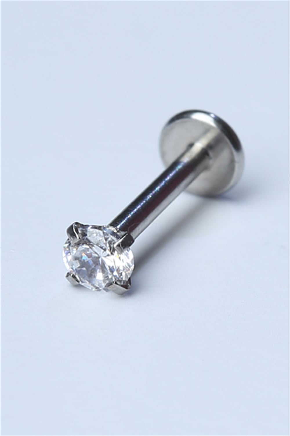 Yuvarlak Taş Labret Küçük Boy Silver Piercing 