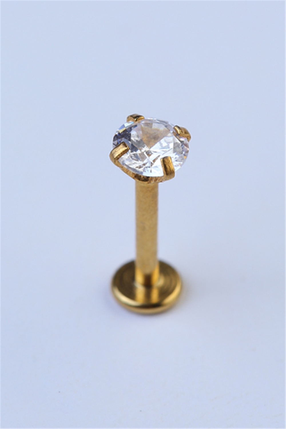 Yuvarlak Taş Labret Orta Boy Gold Piercing