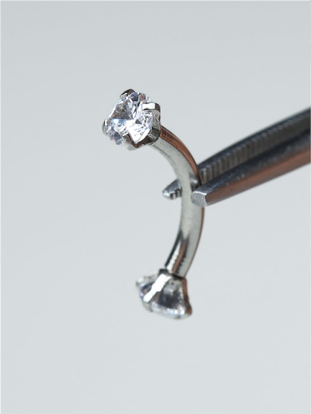 Yuvarlak Taşlı Kaş & Rook Silver Piercing 