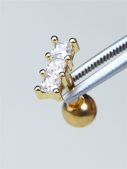 3 Kare Baget Gold Piercing 