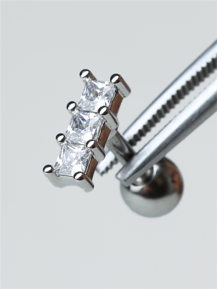 3 Kare Baget Silver Piercing 