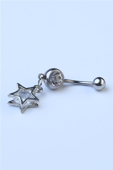 3D Sallantı Yıldız Göbek Silver Piercing