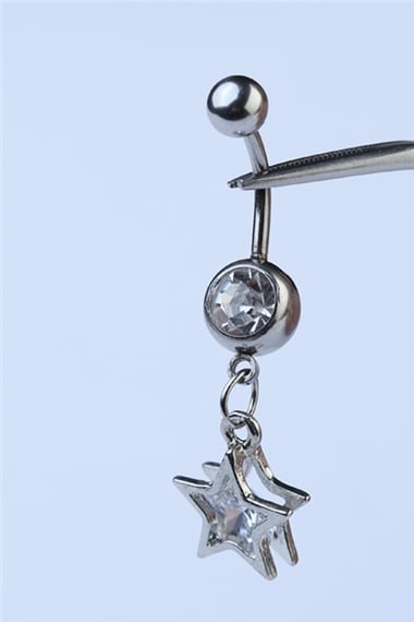 3D Sallantı Yıldız Göbek Silver Piercing