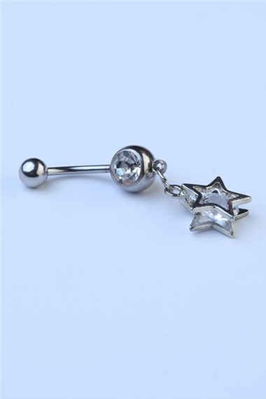 3D Sallantı Yıldız Göbek Silver Piercing