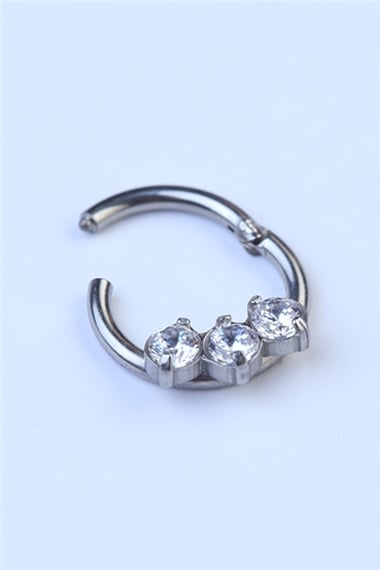 Badem Taş Gizli Kilit Halka Silver Piercing