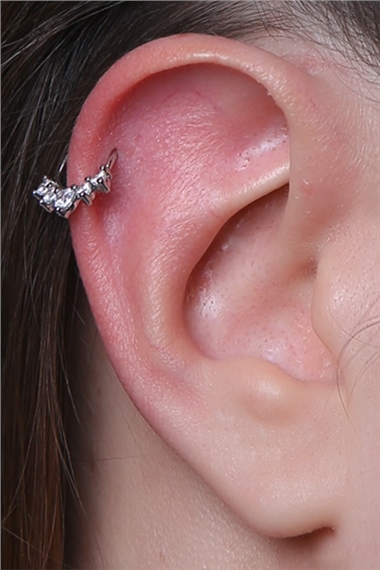 Beş Taş Sıkıştırmalı Halka Silver Piercing