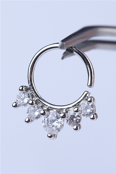 Beş Taş Sıkıştırmalı Halka Silver Piercing