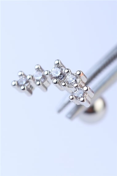 Beş Taşlı Arc Silver Piercing