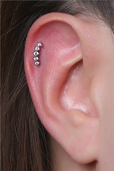 Beş Taşlı Arc Silver Piercing