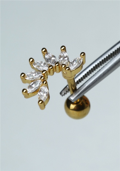 Beşli Markiz Kıvrak Gold Piercing