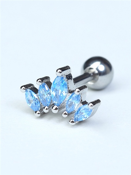 Beşli Markiz Mavi Taş Silver Piercing