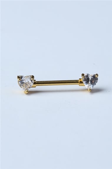 Beyaz Kalpli Taş Nipple Gold Piercing