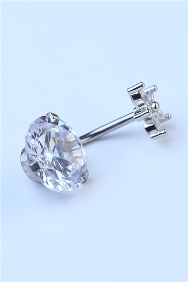 Çiçekli Beyaz Taş Göbek Silver Piercing