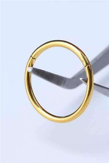Düz Gizli Kilit Büyük Boy Halka Gold Piercing