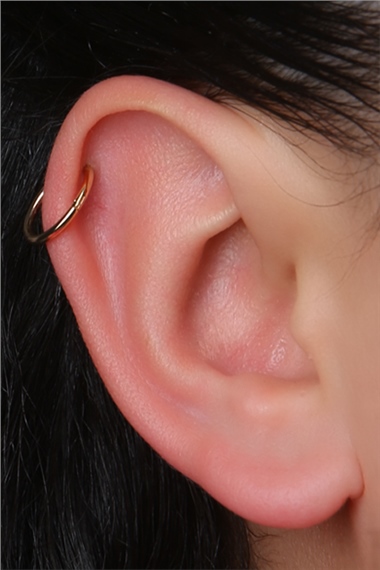 Düz Gizli Kilit Orta Boy Halka Gold Piercing