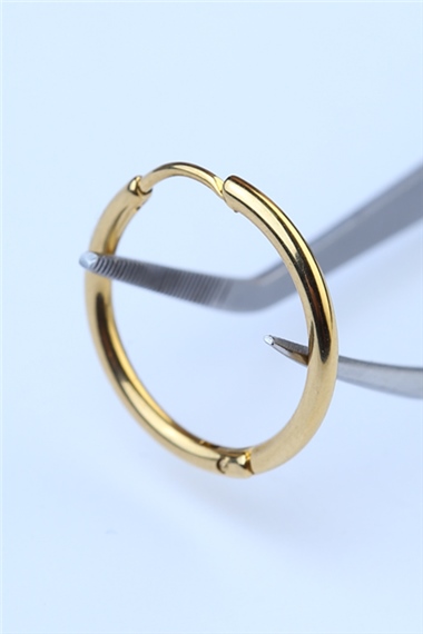 Düz Küpe (İnce) Büyük Boy Gold Piercing
