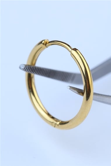 Düz Küpe (İnce) Orta Boy Gold Piercing
