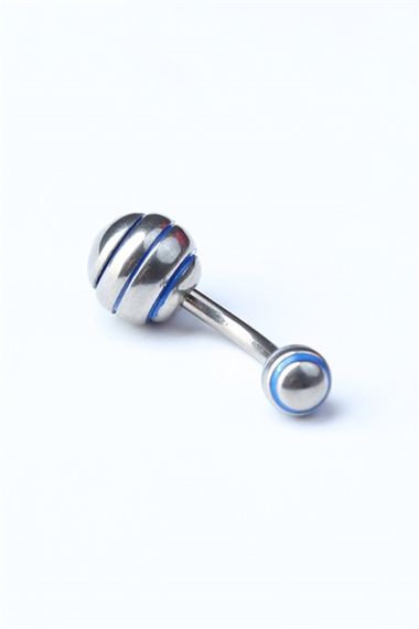 Düz Mavi Çizgili Göbek Silver Piercing