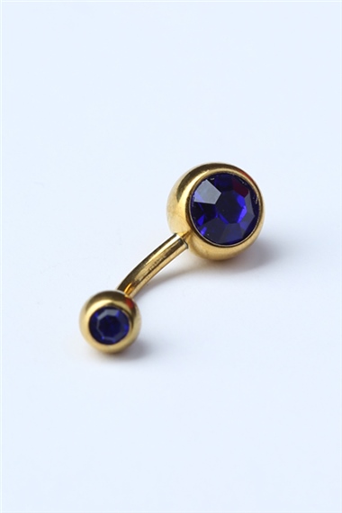 Düz Safir Taş Göbek Gold Piercing