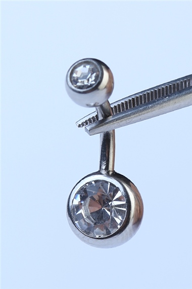 Düz Taşlı Göbek Silver Piercing