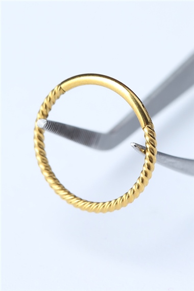 Hasır Gizli Kilit Büyük Boy Halka Gold Piercing