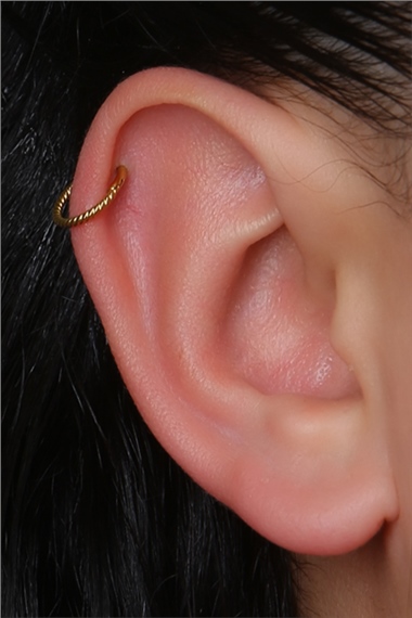 Hasır Gizli Kilit Küçük Boy Halka Gold Piercing
