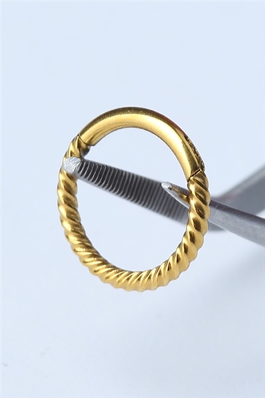 Hasır Gizli Kilit Küçük Boy Halka Gold Piercing
