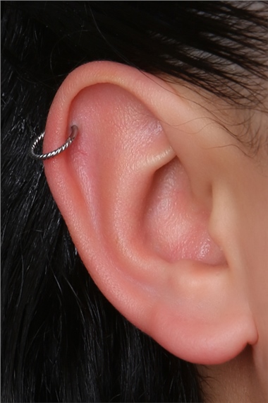 Hasır Gizli Kilit Küçük Boy Halka Silver Piercing
