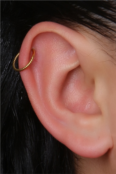 Hasır Gizli Kilit Orta Boy Halka Gold Piercing