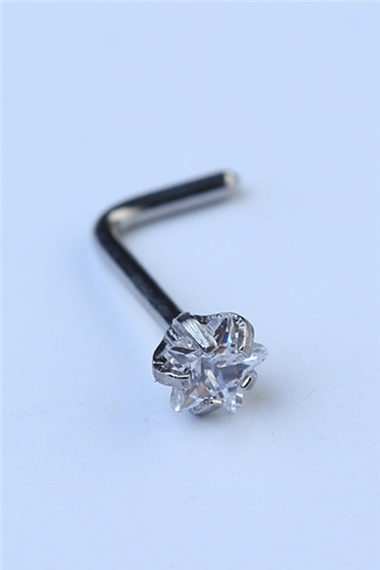 Hızma L Model Yıldız Taş Silver Piercing