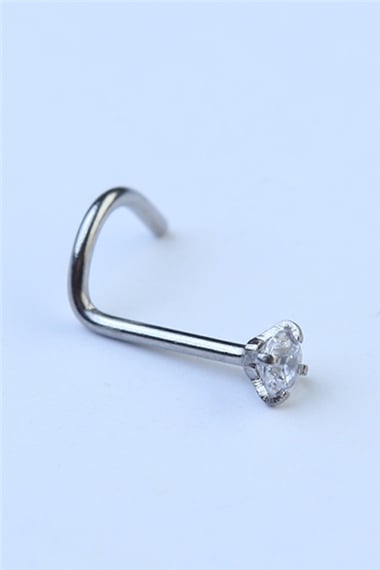 Hızma L Model Yuvarlak Taş Silver Piercing