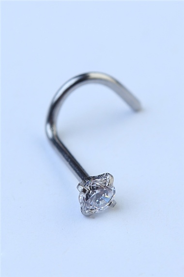 Hızma L Model Yuvarlak Taş Silver Piercing