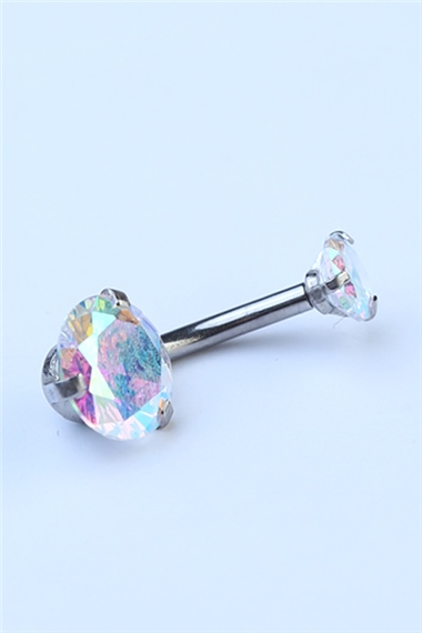 Hologram Tek Taş Orta Boy Göbek Silver Piercing 