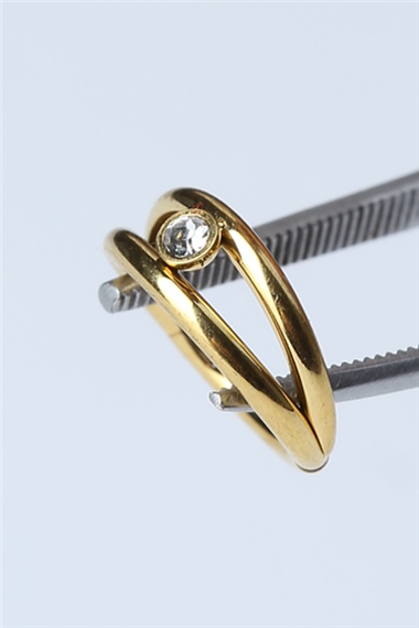 İki Sıra Taşlı Gizli Kilit Halka Gold Piercing