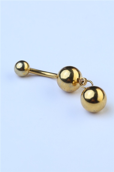 İki Top Sallantı Göbek Gold Piercing