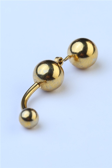 İki Top Sallantı Göbek Gold Piercing