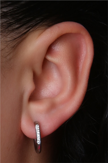 Jumbo Önü Taşlı (Küpe) Silver Piercing