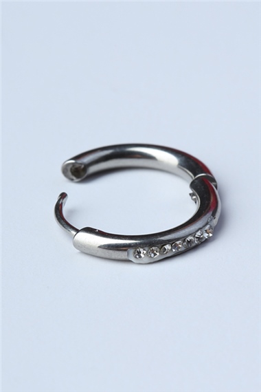 Jumbo Önü Taşlı (Küpe) Silver Piercing