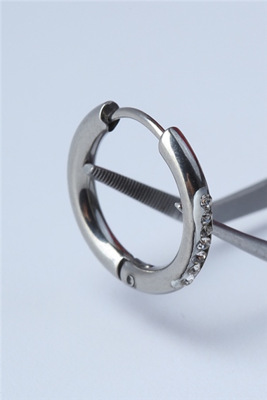 Jumbo Önü Taşlı (Küpe) Silver Piercing