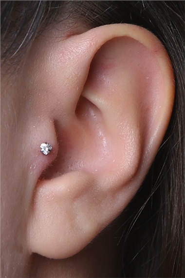 Kalp Taş Labret Orta Boy Silver Piercing