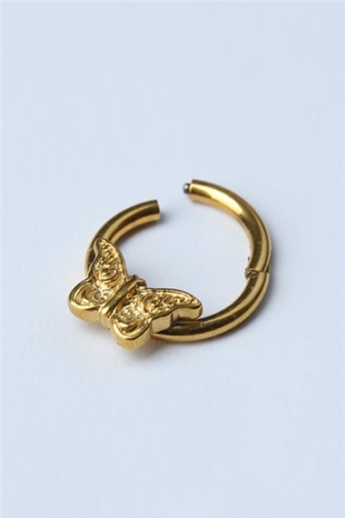 Kelebek Gizli Kilit Halka Gold Piercing