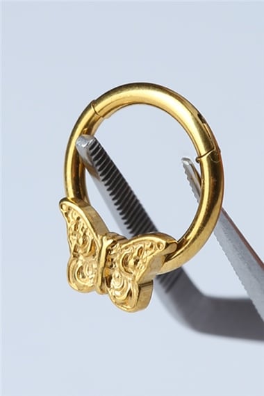 Kelebek Gizli Kilit Halka Gold Piercing