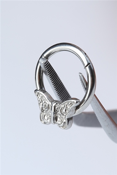 Kelebek Gizli Kilit Halka Silver Piercing