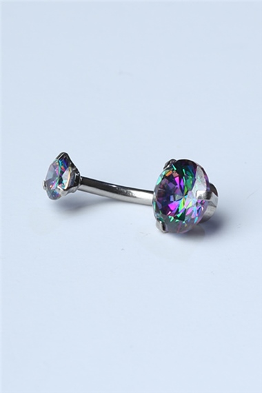 Koyu Hologram Taş Göbek Silver Piercing 