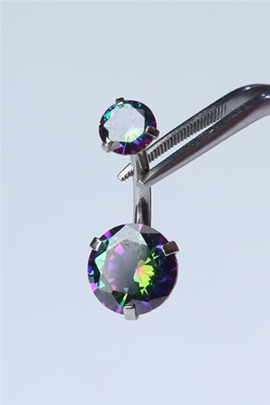 Koyu Hologram Taş Göbek Silver Piercing 