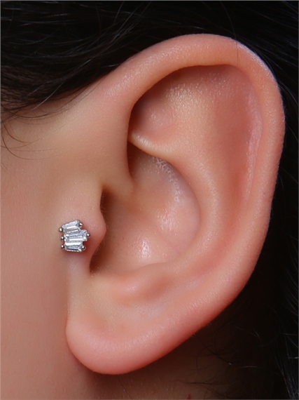 Kristal Taş Model Silver Piercing